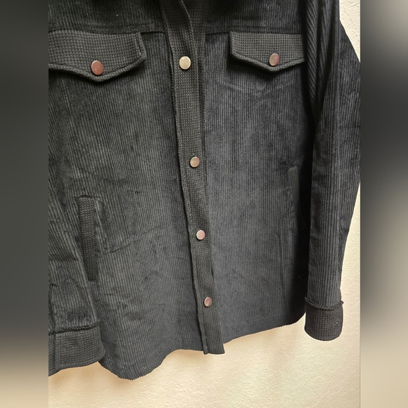 Fantastic Fawn Black Corduroy Jacket with Red Sequins Lip Design Size Medium - Picture 7 of 8